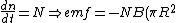 \frac{dn}{dt}=N \Rightarrow emf=-NB(\pi R^2).